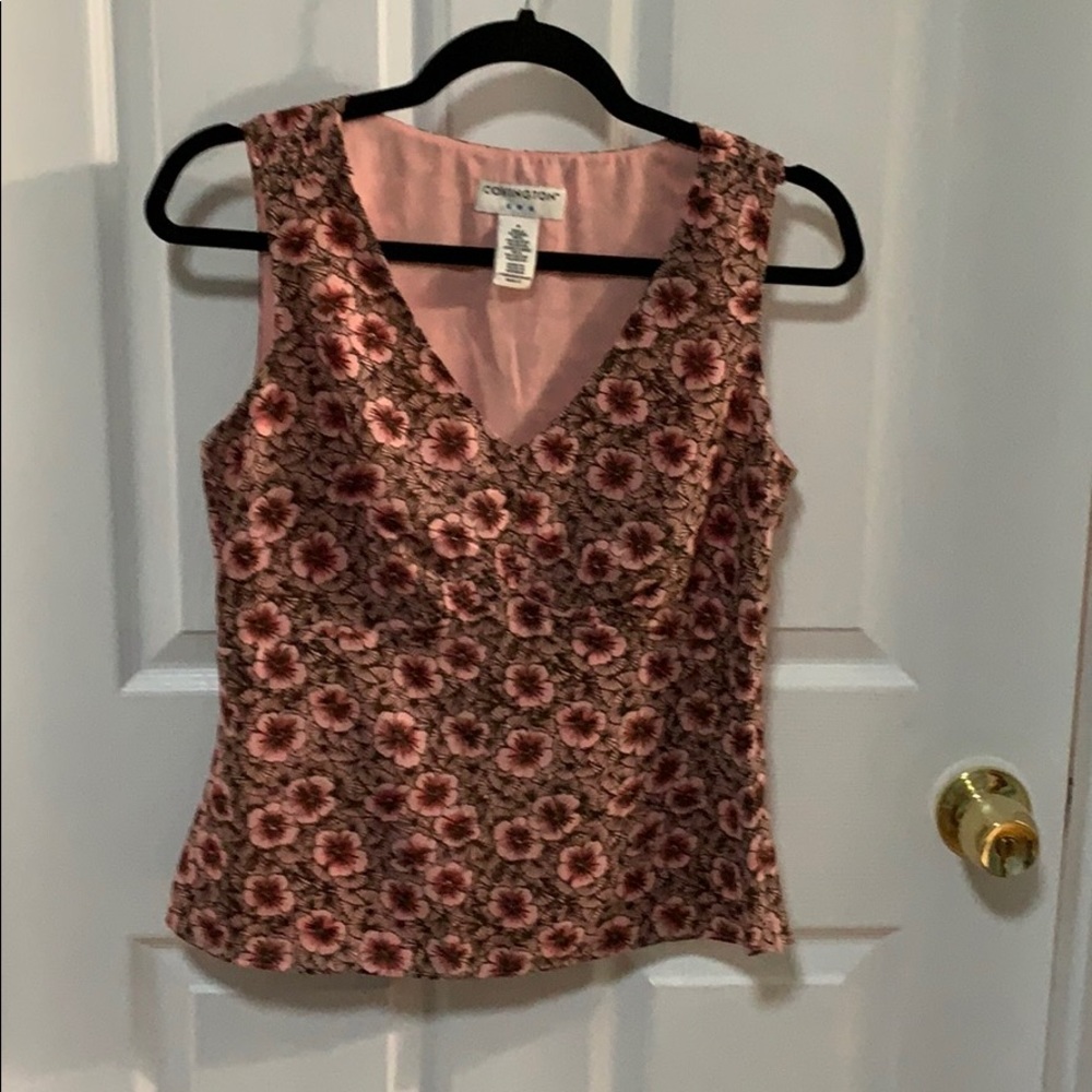Coral and black tank